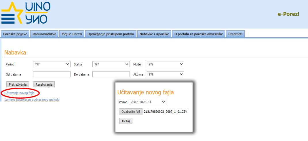 Kako učitati datoteku na e-Porezi za elektronski KUF i KIF